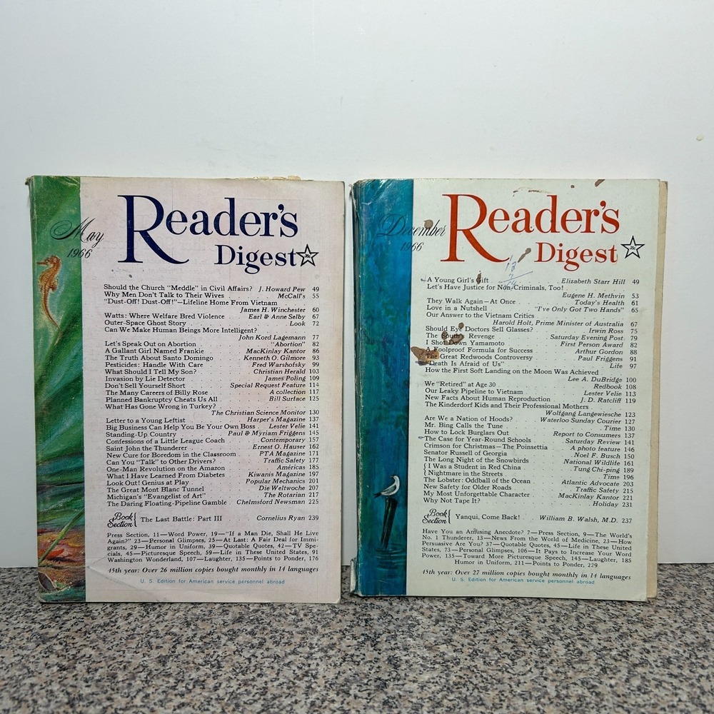 1966 May December 2 READER'S DIGEST MAGAZINE Vintage History Short Stories